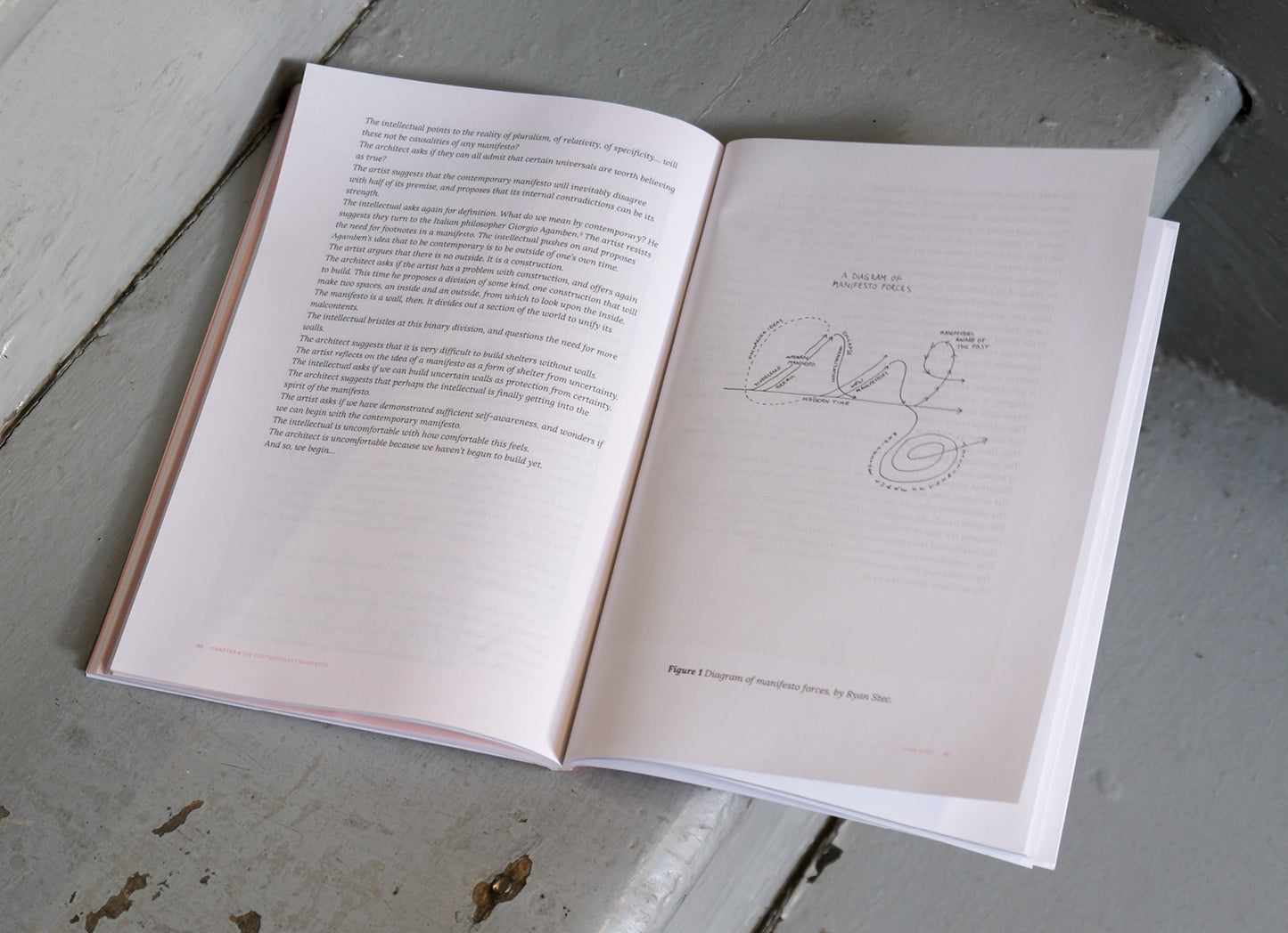 Open book with text and a signature on a textured surface